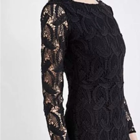 MAJE Rosane Guipure-Lace & Crepe Dress Open Back Black - Picture 7 of 7